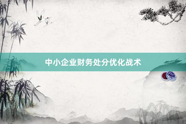 中小企业财务处分优化战术
